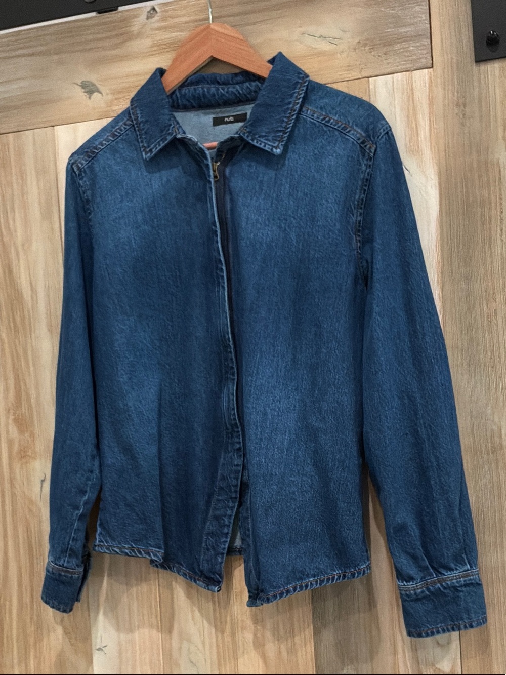 RUTI brand DENIM HANDKERCHIEF WITH A ZIPPER BLOUSE